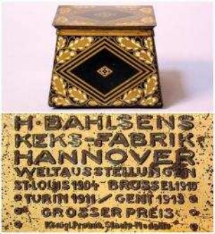 Blechdose für Gebäck (auf Boden: H. BAHLSENS KEKS-FABRIK HANNOVER)
