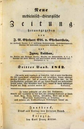 Neue medicinisch-chirurgische Zeitung. 1842,3, 1842, 3