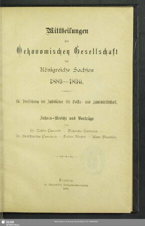 16.1889/90(1890): Mitteilungen der Ökonomischen Gesellschaft im Königreiche Sachsen