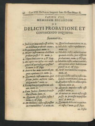 Membrum Secundum. De Delicti Probatione Et Convincendo Inquisitio.