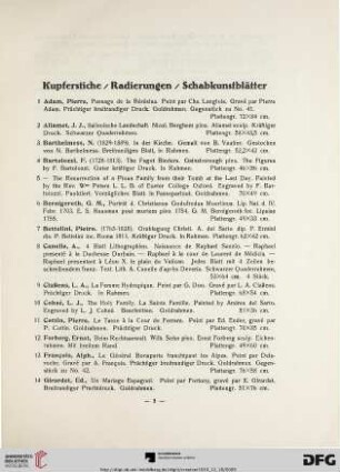 Kupferstiche / Radierungen / Schabkunstblätter (Nr. 1-45)