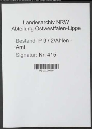 Sterberegister Standesamt Ahlen-Amt