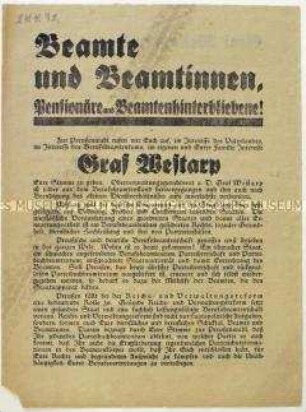 Aufruf des Deutschen Landvolks an Beamte zur preußischen Landtagswahl 1932