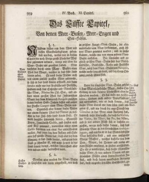 Das Eilffte Capitel, Von denen Meer-Busen, Meer-Engen und See-Häfen.