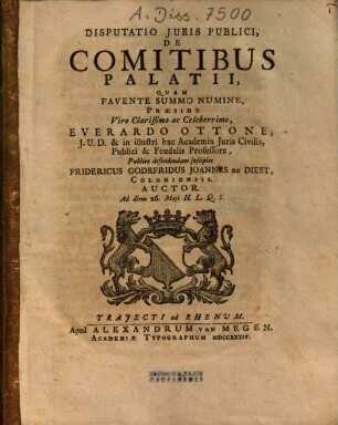 Disputatio Iuris Publici, De Comitibus Palatii