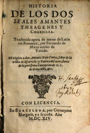 Historia de los dos leales amantes Theagenes y Chariclea