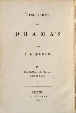 Geschichte des italienischen Drama's, 1