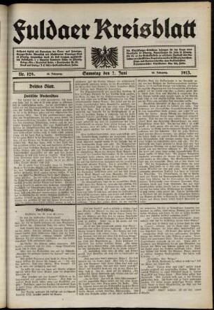 Dritte Ausgabe vom Samstag, den 07. Juni 1913.