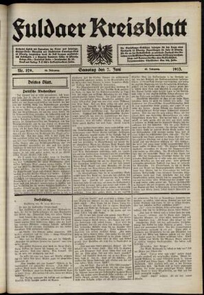 Dritte Ausgabe vom Samstag, den 07. Juni 1913.