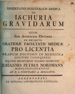 Diss. inaug. med. de ischuria gravidarum