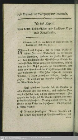 Zehntes Kapitel. Von denen Lehnspflichten und schuldigen Lehn- auch Ritterdiensten