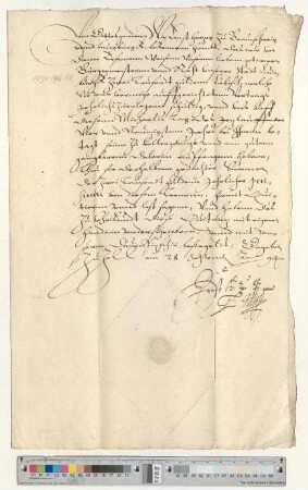 Herzog Ernst II. zu Braunschweig-Lüneburg quittiert dem Lüneburger Stadtrat den Empfang von 2000 Gulden lübisch Jahrespension zustehend aus dem Vertrag von 1562. Eigenhändige Unterschrift.