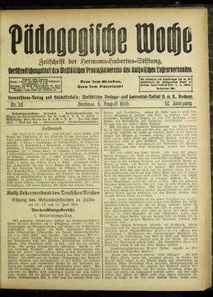 Kath. Lehrerverband des Deutschen Reiches : Sitzung des Gesamtvorstandes in Fulda am 12., 13. und 14. Juni 1916 ; Verhandlungsbericht