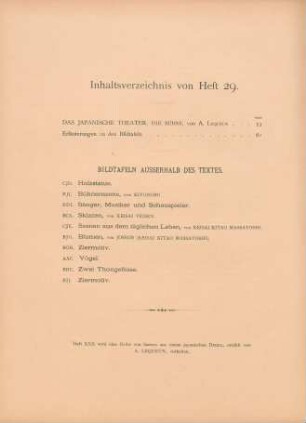 Inhaltsverzeichnis von Heft 29