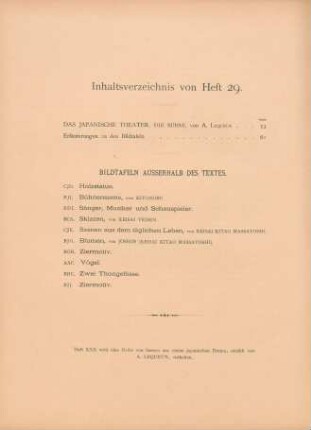 Inhaltsverzeichnis von Heft 29