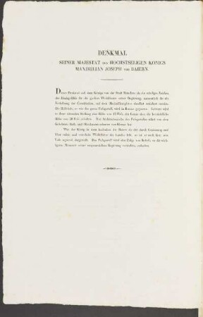 Denkmal seiner Majestät des höchstseligen Königs Maximilian Joseph von Baiern.