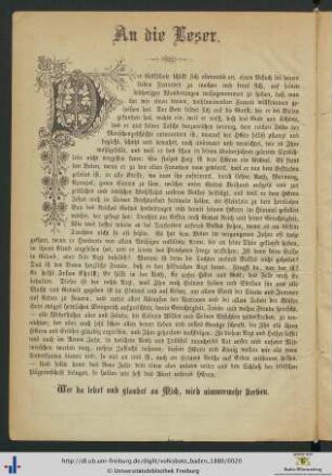 An die Leser.
