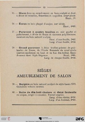 Sièges Ameublement de salon 8Nr. 79-92)