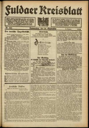 Ausgabe vom Donnerstag, den 26. September 1918.
