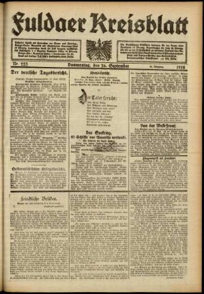 Ausgabe vom Donnerstag, den 26. September 1918.
