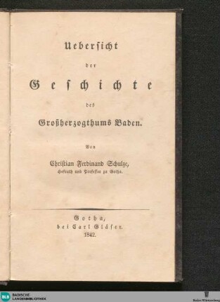 Uebersicht der Geschichte des Großherzogthums Baden