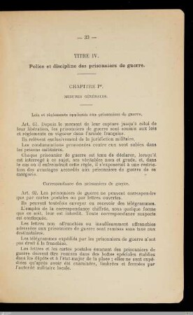 Chapitre I - Mesures générales