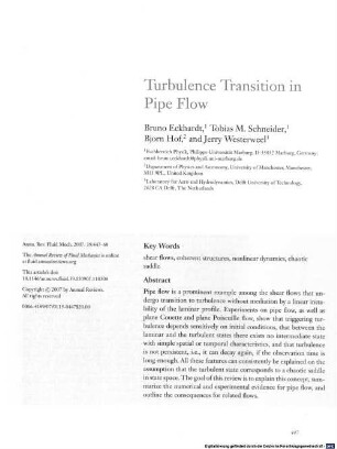 Turbulence transition in pipe flow