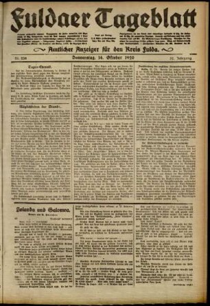 Ausgabe vom Donnerstag, den 14. Oktober 1920.