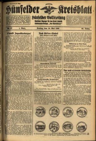 Erste Ausgabe vom Freitag, den 13. Mai 1938.