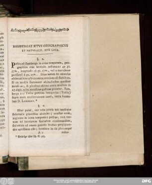 Bambergae Situs Geographicus Et Naturalis, Sive Loca.