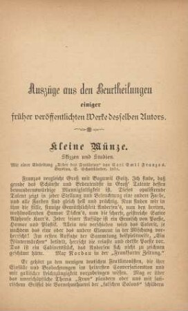 Auszüge aus den Beurtheilungen einiger früher veröffentlichten Werke desselben Autors