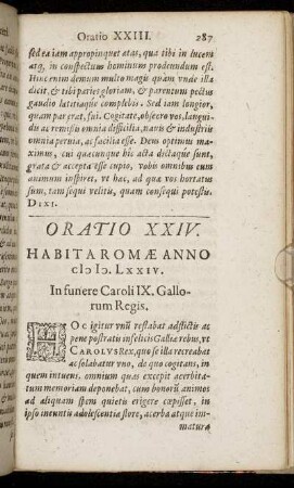 Oratio XXIV. [...] In funnere Caroli IX. Gallorum Regis.