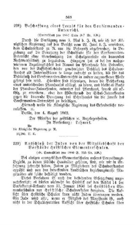 Ausschluß der Juden von der Mitgliedschaft der Vorstände christlicher Elementarschulen : [V. Elementarschulwesen]