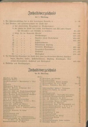 Inhaltsverzeichnis der II. Abteilung.
