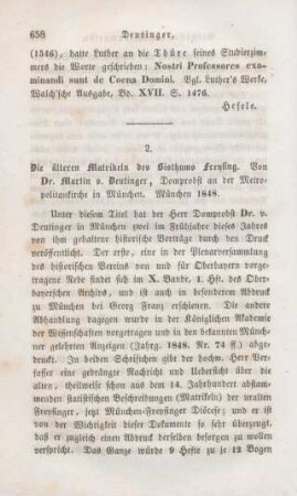 658-659 [Rezension] Die älteren Matrikeln des Bisthums Freysing