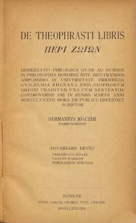 De Theophrasti libris Peri zōiōn