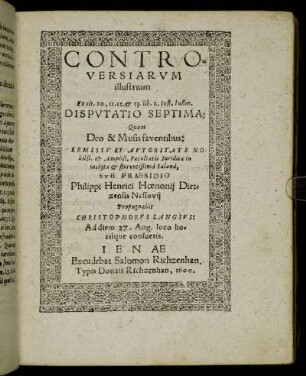 Disputatio Septima