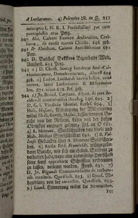 941 D. Abraham Calovii Examen declaration,[...] - 1024 Varia ad Fanaticos generatim[...]