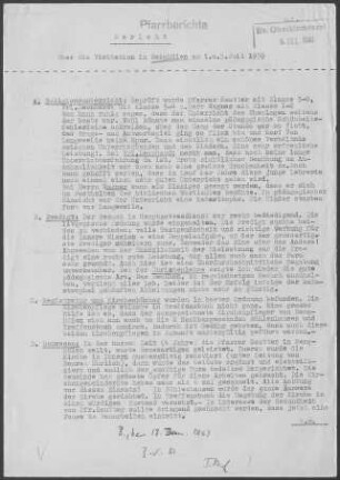Berghülen: Visitationsbericht mit Pfarrbericht 1959