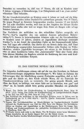 III. Das geistige Niveau der Opfer