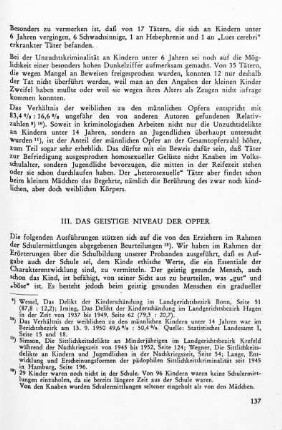 III. Das geistige Niveau der Opfer