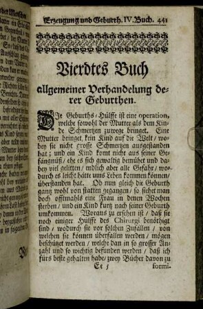 Vierdtes Buch allgemeiner Verhandelung derer Geburthen.