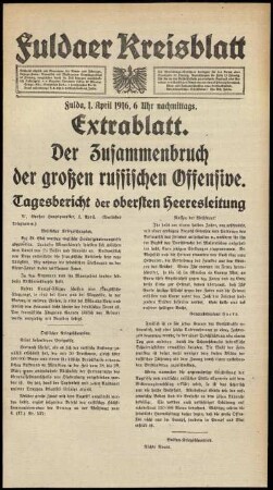 Ausgabe vom Samstag, den 01. April 1916.