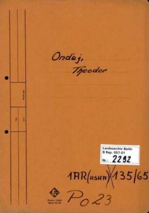 Personenheft Theodor Ondrej (*05.05.1911), SS-Obersturmführer