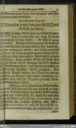 Das siebende Capitel Dreyerley, so uns bewegen soll Gottes Geboth zu halten