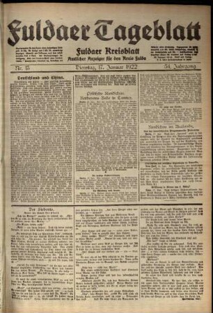 Ausgabe vom Dienstag, den 17. Januar 1922.