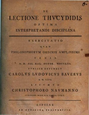 De Lectione Thvcydidis Optima Interpretandi Disciplina