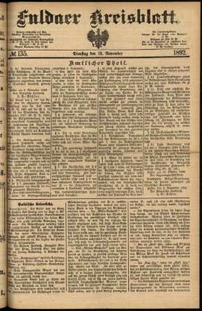 Ausgabe vom Dienstag, den 15. November 1892.
