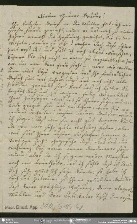 Eigenh. Brief von Julie Schlegel an August Wilhelm von Schlegel, o.O., ohne Datumsangabe