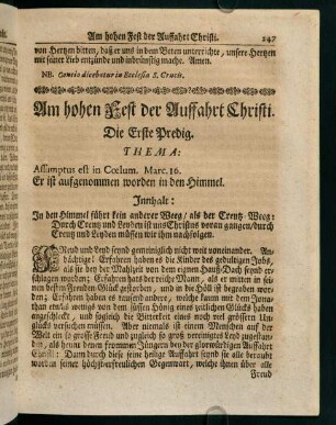 247-255, Am hohen Fest der Auffahrt Christi. Die Erste Predig